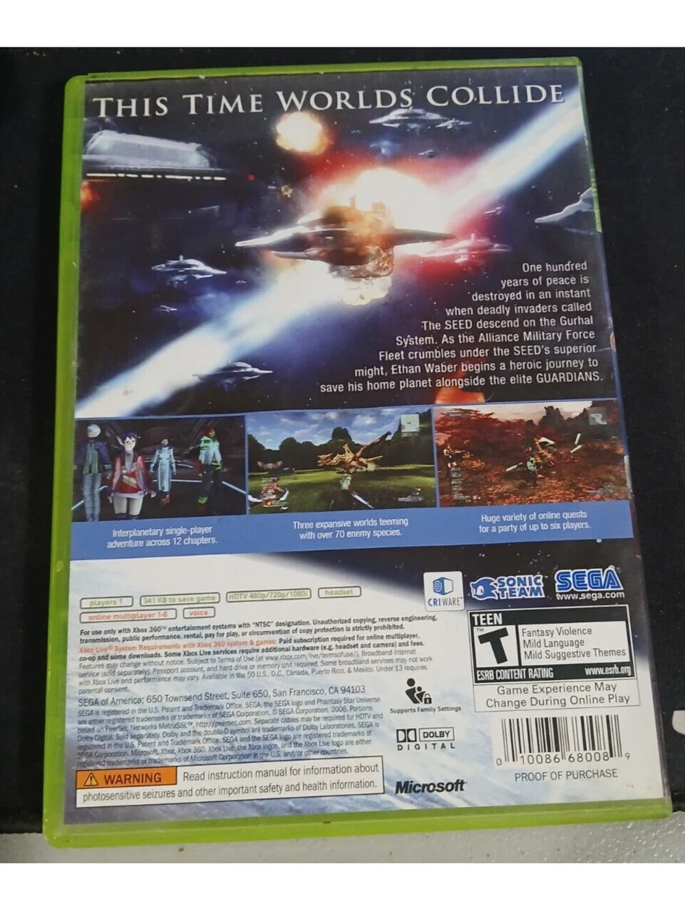 Phantasy Star Universe (Microsoft Xbox 360, 2006) Game & Only